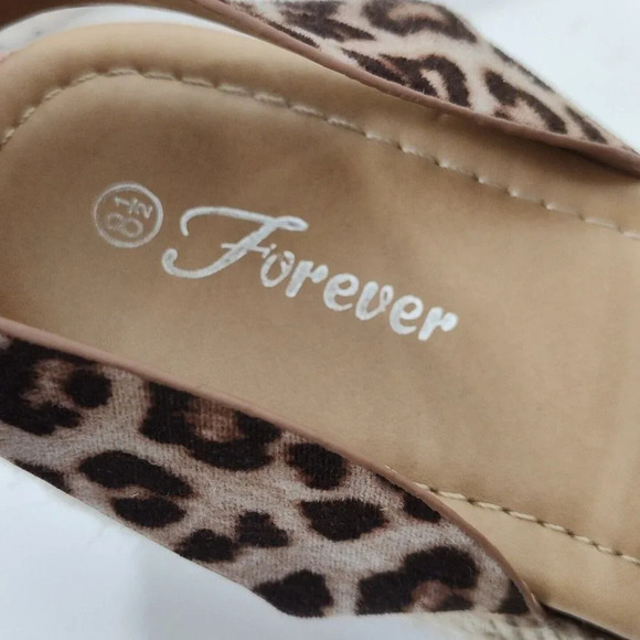 Forever Leopard Animal Print Sandals Espadrille Women Size 8.5 Ankle Strap Brown - Picture 5 of 7